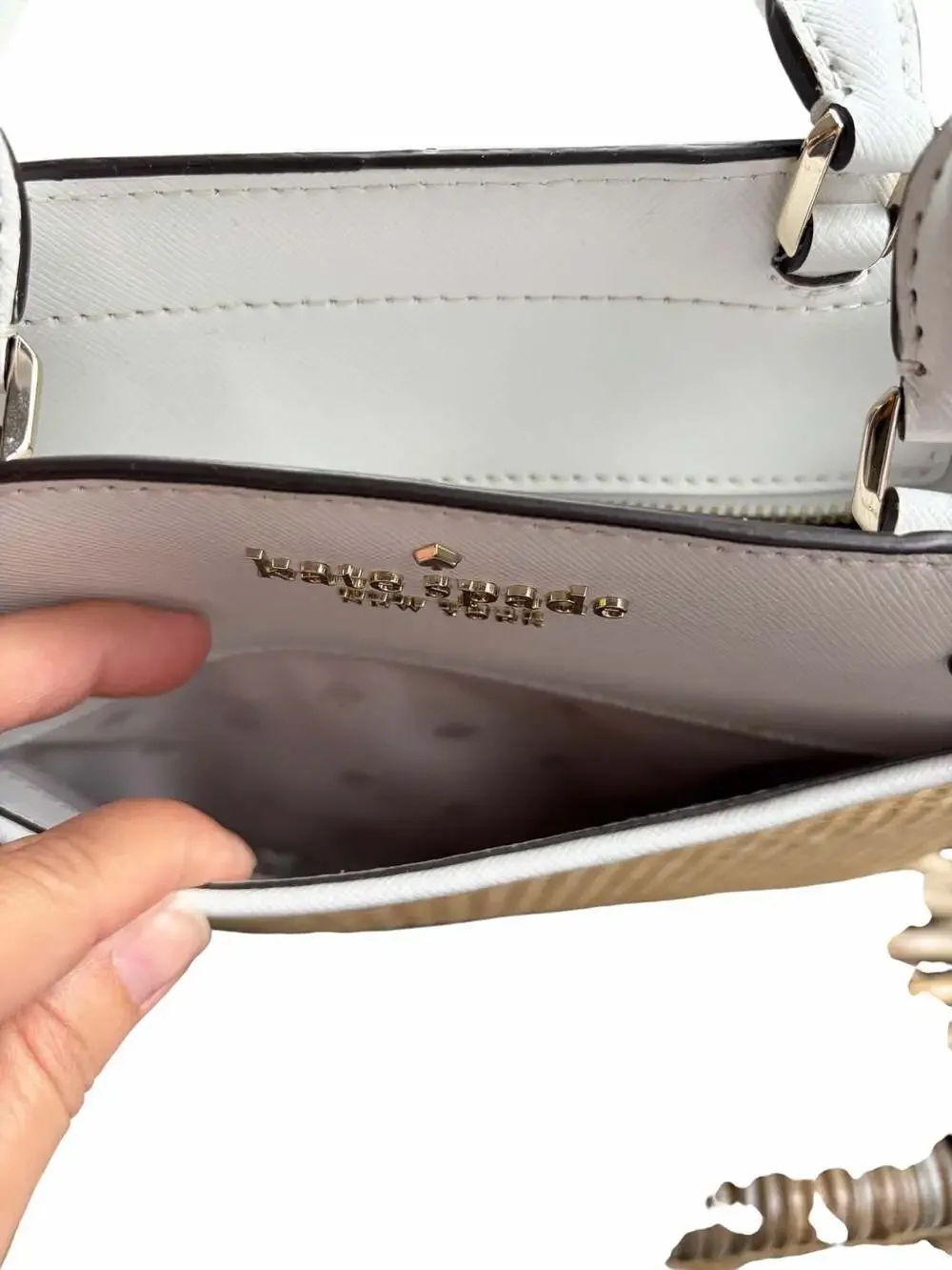Kate Spade Staci Medium Straw “whitedove” Leather Satchel